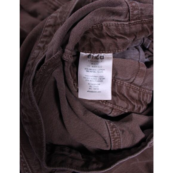 Ética Celeste Wide Leg Twill Jumpsuit Sz S Rusty Brown Puff Short Sleeve V-Neck - Picture 4 of 5